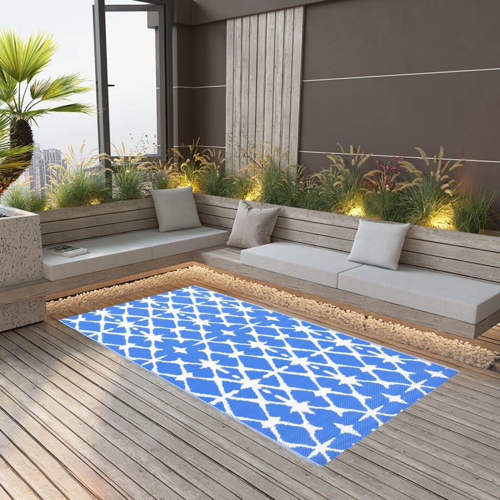 Buitenkleed ARAKIL 160x230 cm PP blauw en wit is nu te koop bij PeponiXL, paradijselijk wonen!