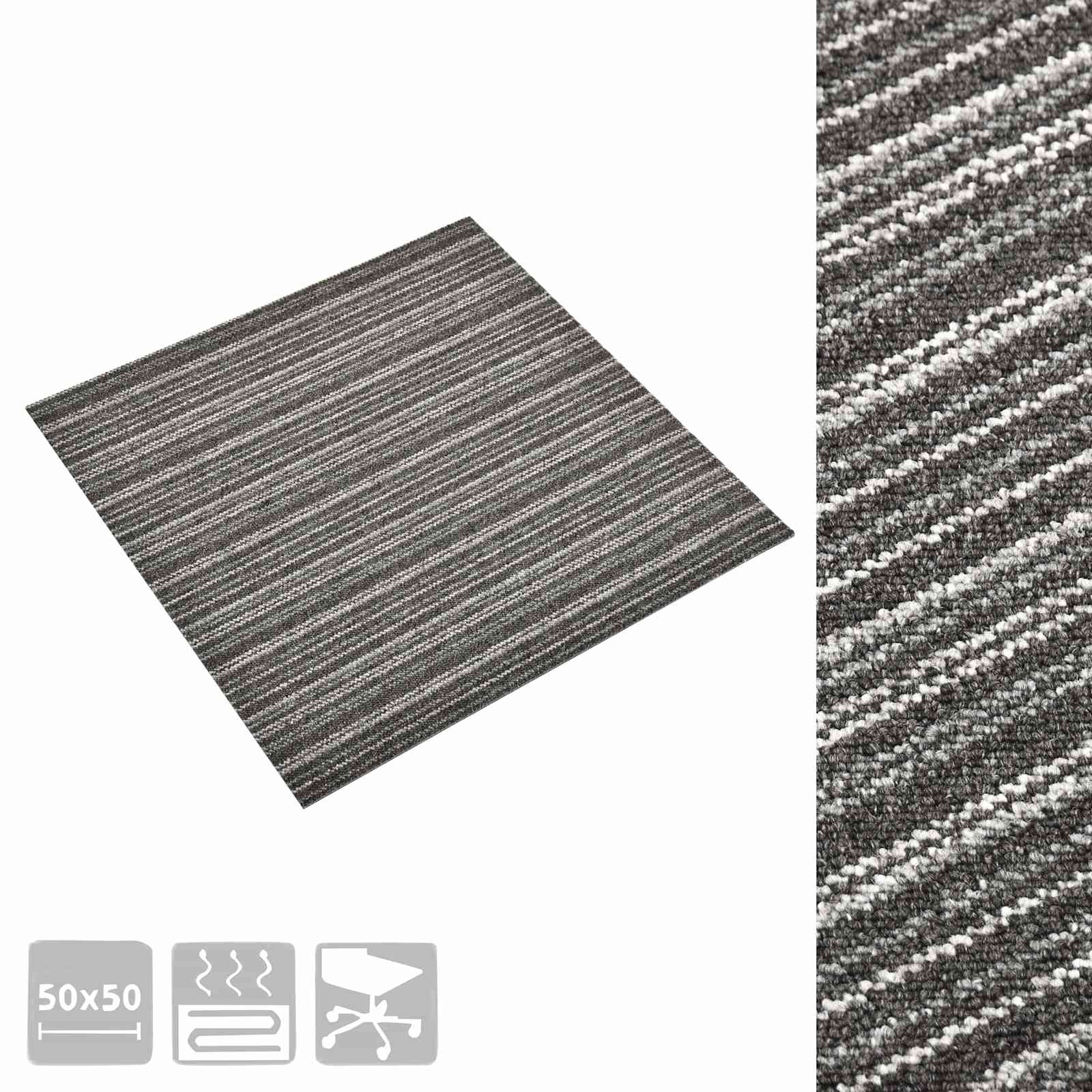 Tapijt 20 pcs Gestreept Antraciet 50 x 50 cm 100% Polypropyleen is nu te koop bij PeponiXL, paradijselijk wonen!