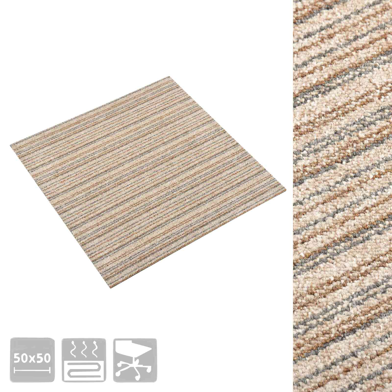 Tapijt 20 pcs Gestreept Beige 50 x 50 cm 100% Polypropyleen is nu te koop bij PeponiXL, paradijselijk wonen!