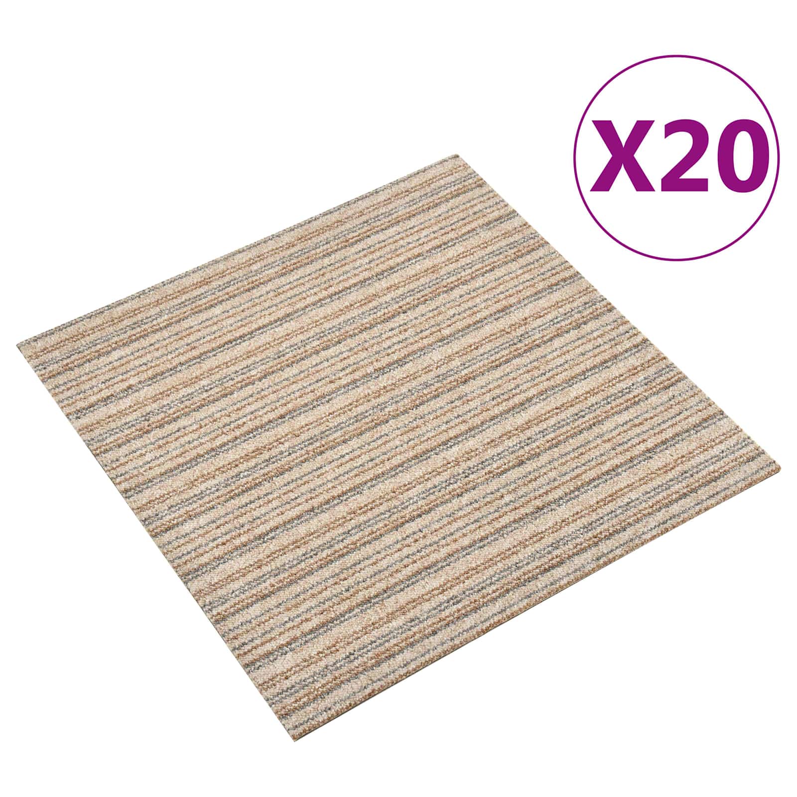 Tapijt 20 pcs Gestreept Beige 50 x 50 cm 100% Polypropyleen is nu te koop bij PeponiXL, paradijselijk wonen!