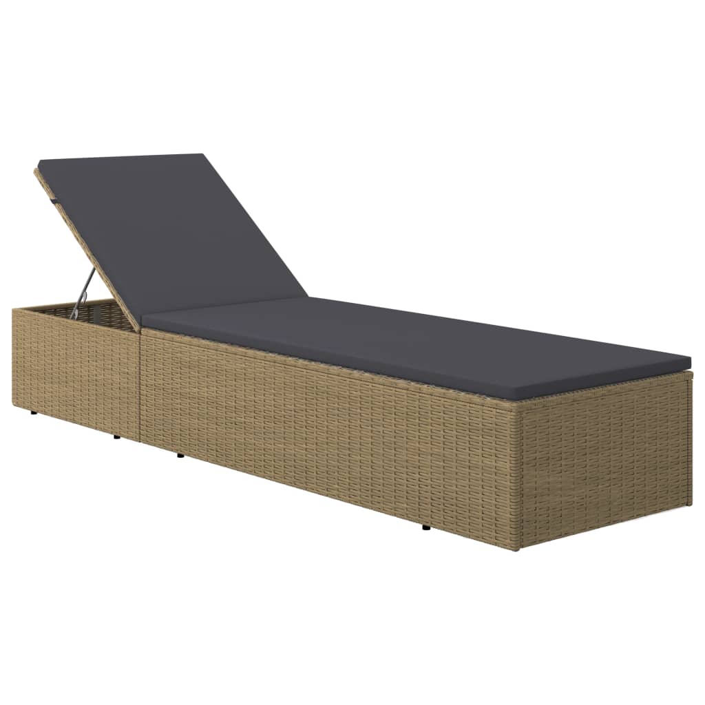 Ligbed poly rattan bruin en donkergrijs is nu te koop bij PeponiXL, paradijselijk wonen!