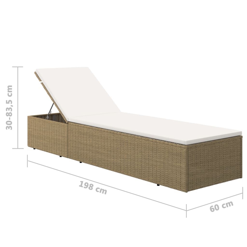 Ligbed poly rattan bruin en crèmewit is nu te koop bij PeponiXL, paradijselijk wonen!