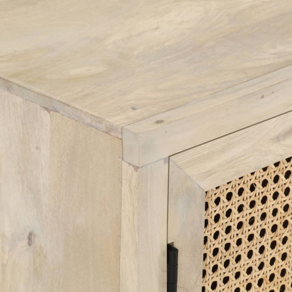 Dressoir 60x35x70 cm massief mangohout en natuurlijk riet is nu te koop bij PeponiXL, paradijselijk wonen!