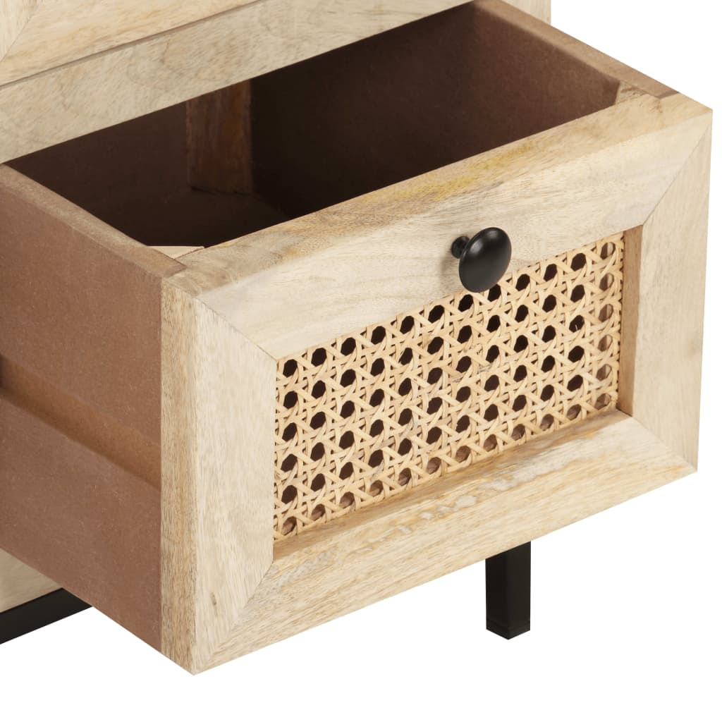 Dressoir 60x35x70 cm massief mangohout en natuurlijk riet is nu te koop bij PeponiXL, paradijselijk wonen!