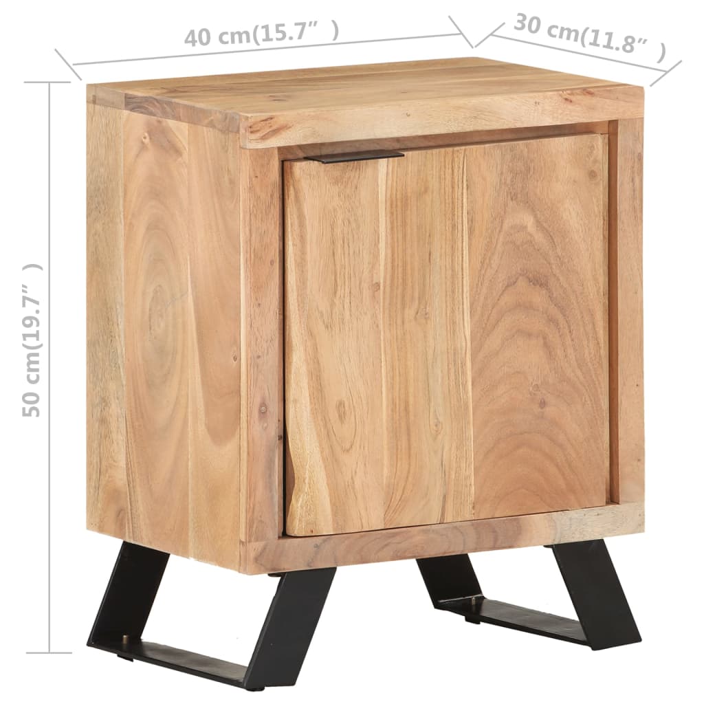 Nachtkastje met natuurlijke rand 40x30x50 cm massief acaciahout is nu te koop bij PeponiXL, paradijselijk wonen!