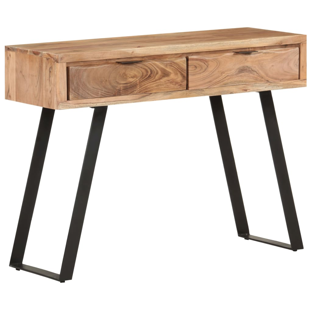 Wandtafel met natuurlijke rand 100x35x76 cm massief acaciahout is nu te koop bij PeponiXL, paradijselijk wonen!