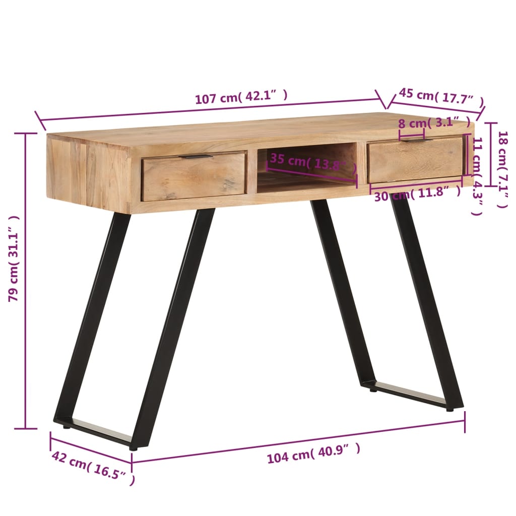 Bureau met natuurlijke randen 107x45x79 cm massief acaciahout is nu te koop bij PeponiXL, paradijselijk wonen!