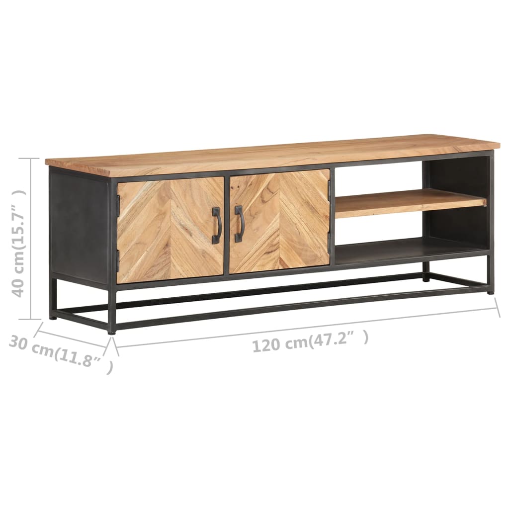 Tv-meubel 120x30x40 cm massief acaciahout is nu te koop bij PeponiXL, paradijselijk wonen!