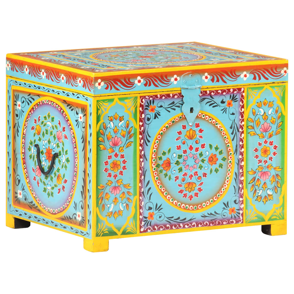 Opbergbox handgeschilderd 50x40x40 cm massief mangohout is nu te koop bij PeponiXL, paradijselijk wonen!