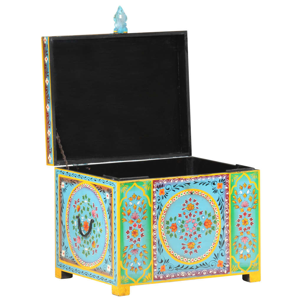 Opbergbox handgeschilderd 50x40x40 cm massief mangohout is nu te koop bij PeponiXL, paradijselijk wonen!