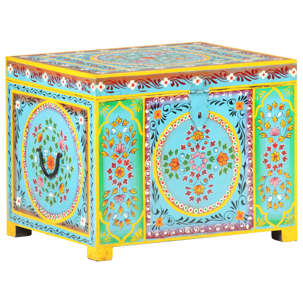 Opbergbox handgeschilderd 50x40x40 cm massief mangohout is nu te koop bij PeponiXL, paradijselijk wonen!