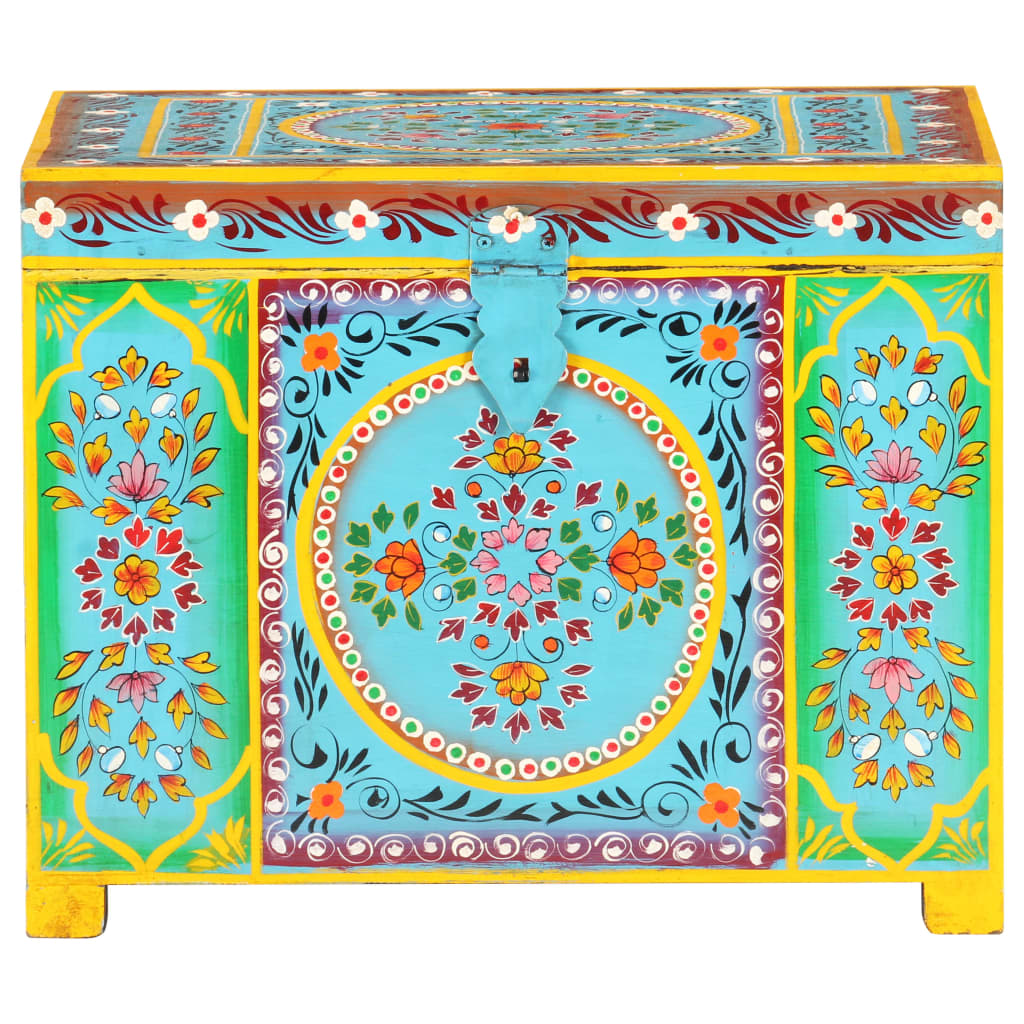 Opbergbox handgeschilderd 50x40x40 cm massief mangohout is nu te koop bij PeponiXL, paradijselijk wonen!