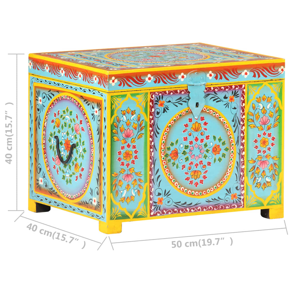 Opbergbox handgeschilderd 50x40x40 cm massief mangohout is nu te koop bij PeponiXL, paradijselijk wonen!