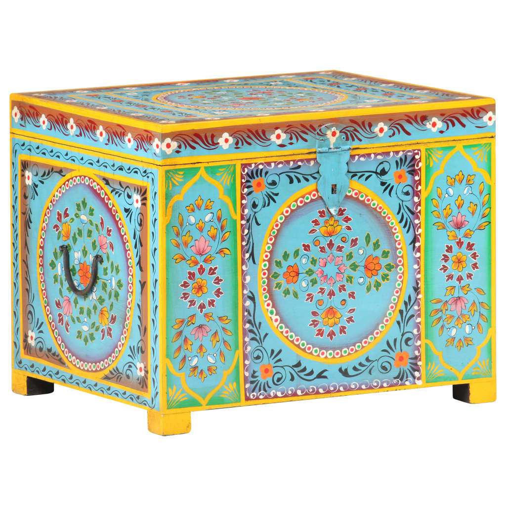 Opbergbox handgeschilderd 50x40x40 cm massief mangohout is nu te koop bij PeponiXL, paradijselijk wonen!