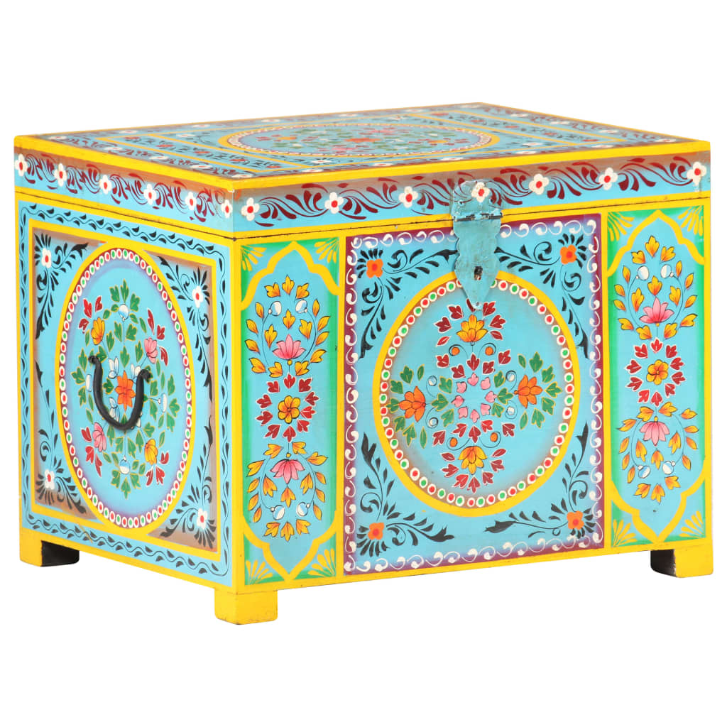 Opbergbox handgeschilderd 50x40x40 cm massief mangohout is nu te koop bij PeponiXL, paradijselijk wonen!