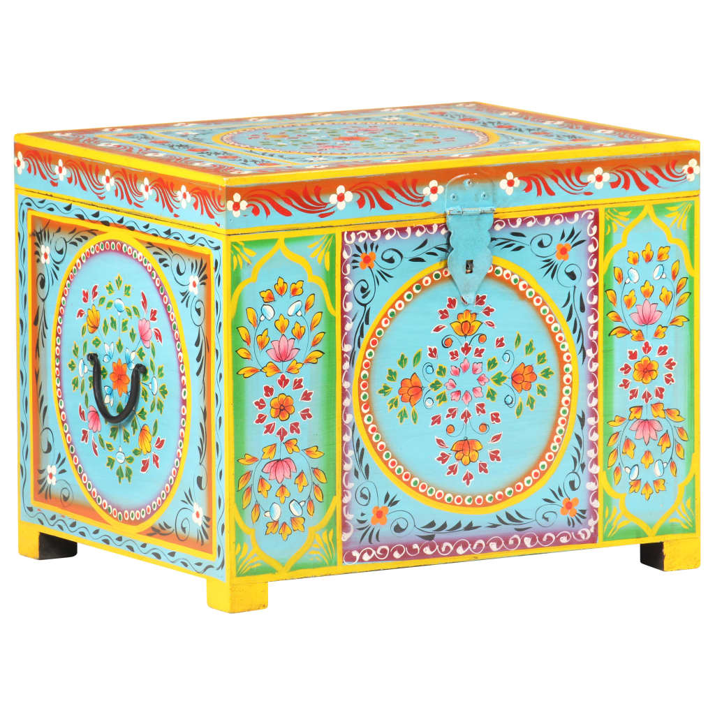 Opbergbox handgeschilderd 50x40x40 cm massief mangohout is nu te koop bij PeponiXL, paradijselijk wonen!