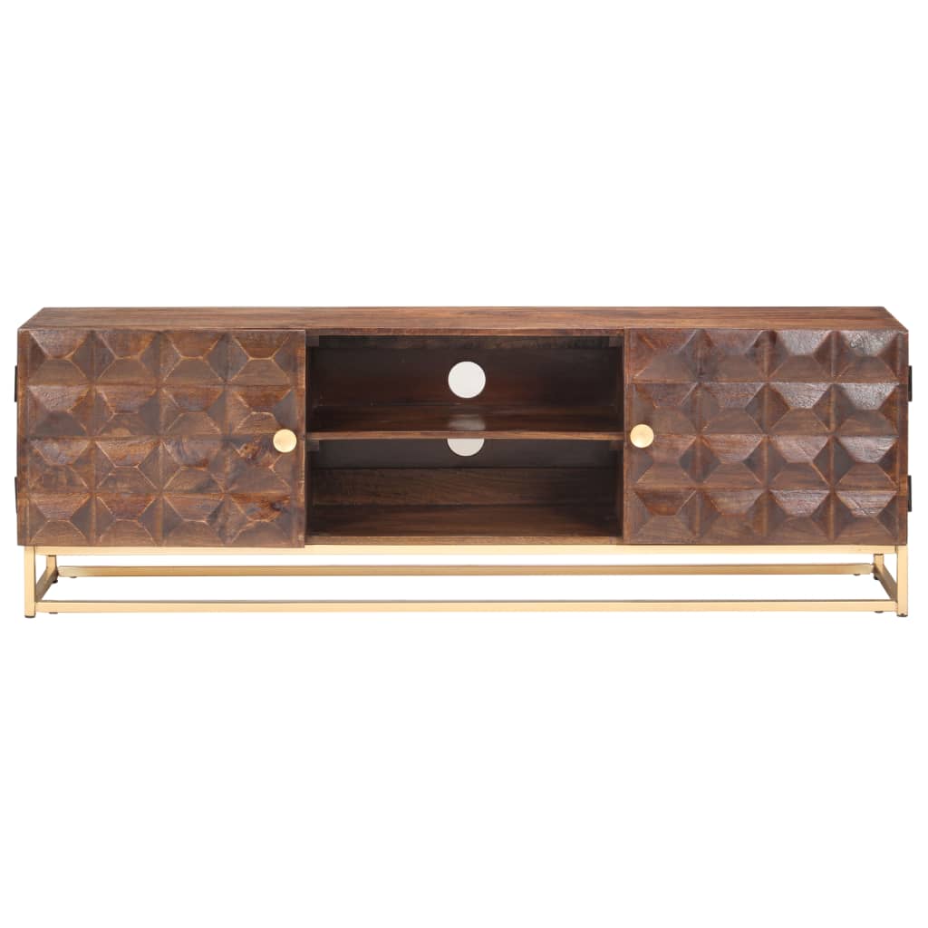 Tv-meubel 124x29x45 cm massief mangohout is nu te koop bij PeponiXL, paradijselijk wonen!