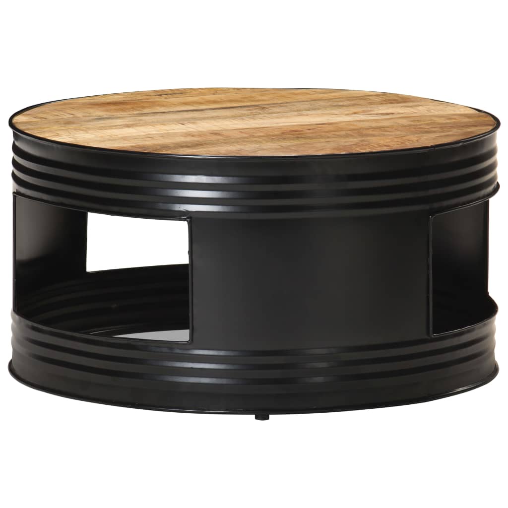 Salontafel 68x68x36 cm massief ruw mangohout zwart is nu te koop bij PeponiXL, paradijselijk wonen!