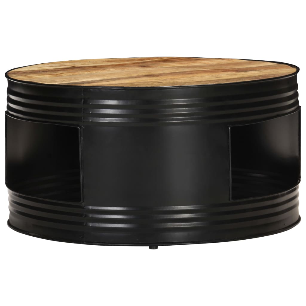 Salontafel 68x68x36 cm massief ruw mangohout zwart is nu te koop bij PeponiXL, paradijselijk wonen!