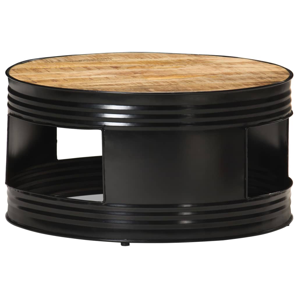 Salontafel 68x68x36 cm massief ruw mangohout zwart is nu te koop bij PeponiXL, paradijselijk wonen!
