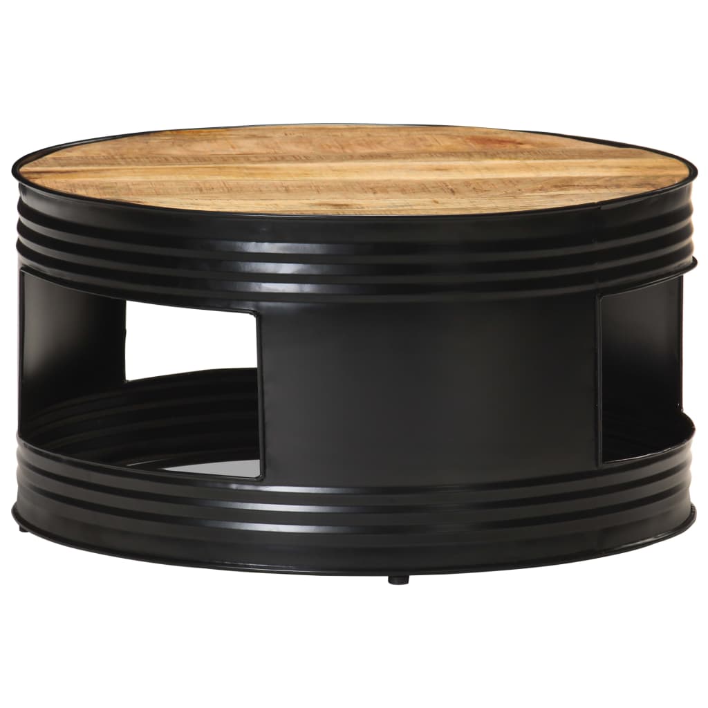 Salontafel 68x68x36 cm massief ruw mangohout zwart is nu te koop bij PeponiXL, paradijselijk wonen!