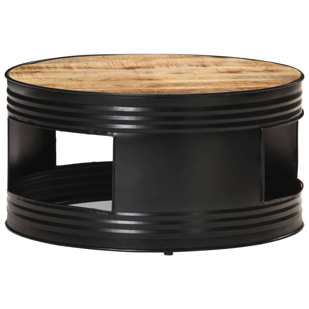Salontafel 68x68x36 cm massief ruw mangohout zwart is nu te koop bij PeponiXL, paradijselijk wonen!