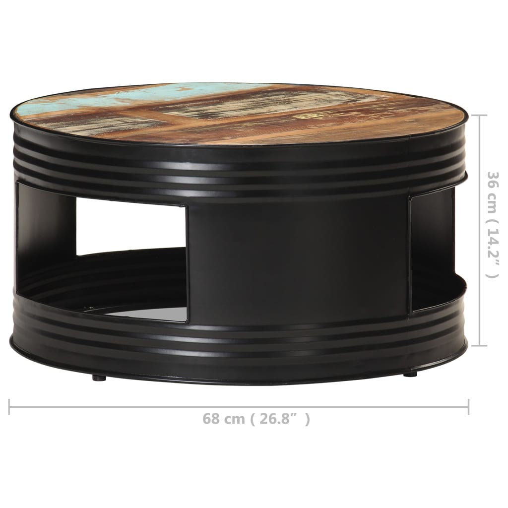 Salontafel 68x68x36 cm massief gerecycled hout zwart is nu te koop bij PeponiXL, paradijselijk wonen!