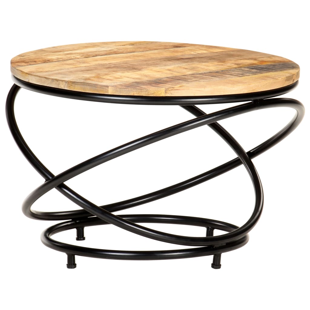 Salontafel 60x60x40 cm massief ruw mangohout zwart is nu te koop bij PeponiXL, paradijselijk wonen!