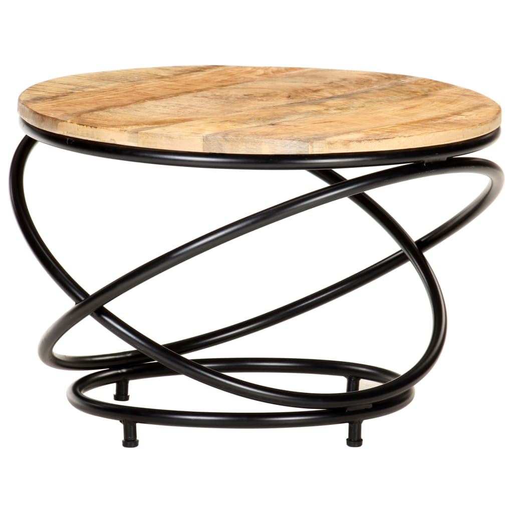 Salontafel 60x60x40 cm massief ruw mangohout zwart is nu te koop bij PeponiXL, paradijselijk wonen!