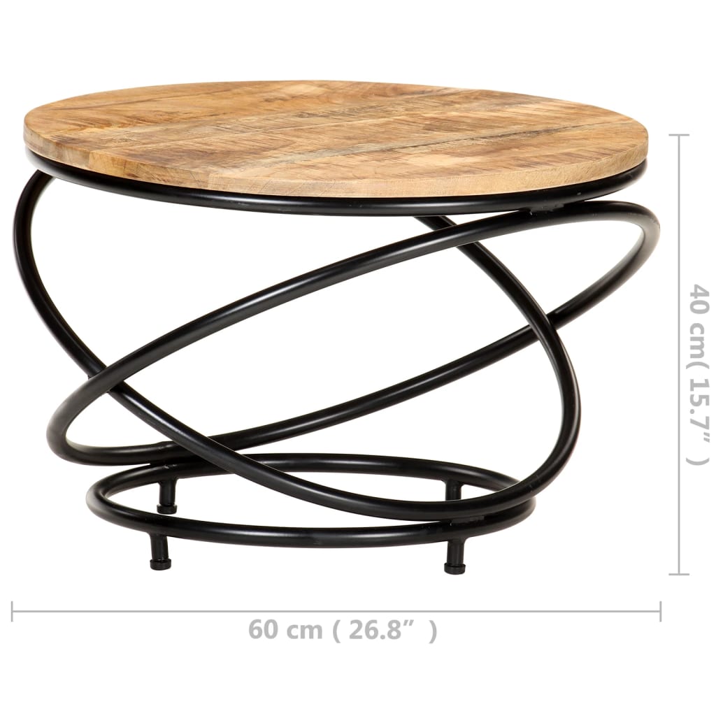 Salontafel 60x60x40 cm massief ruw mangohout zwart is nu te koop bij PeponiXL, paradijselijk wonen!