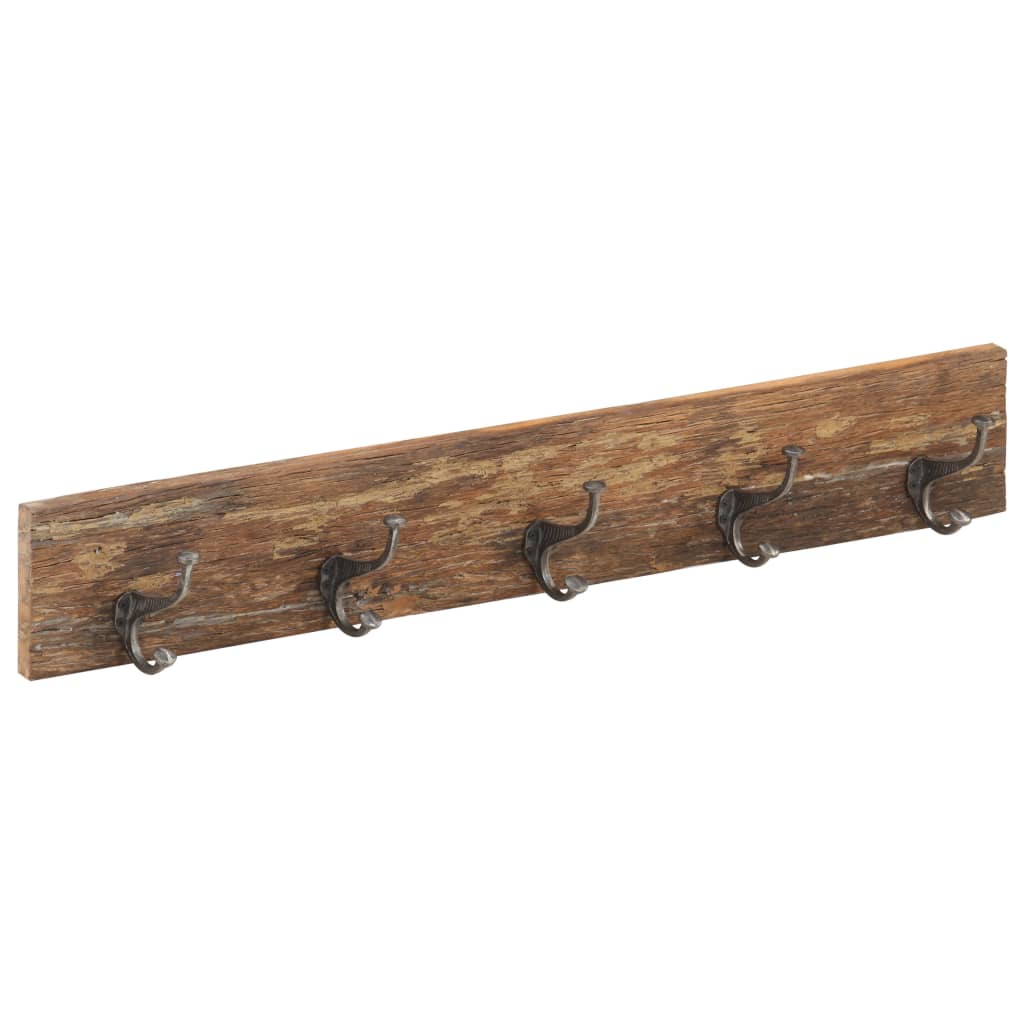 Wandkapstok met 5 haken 100x2,5x15 cm massief gerecycled hout is nu te koop bij PeponiXL, paradijselijk wonen!