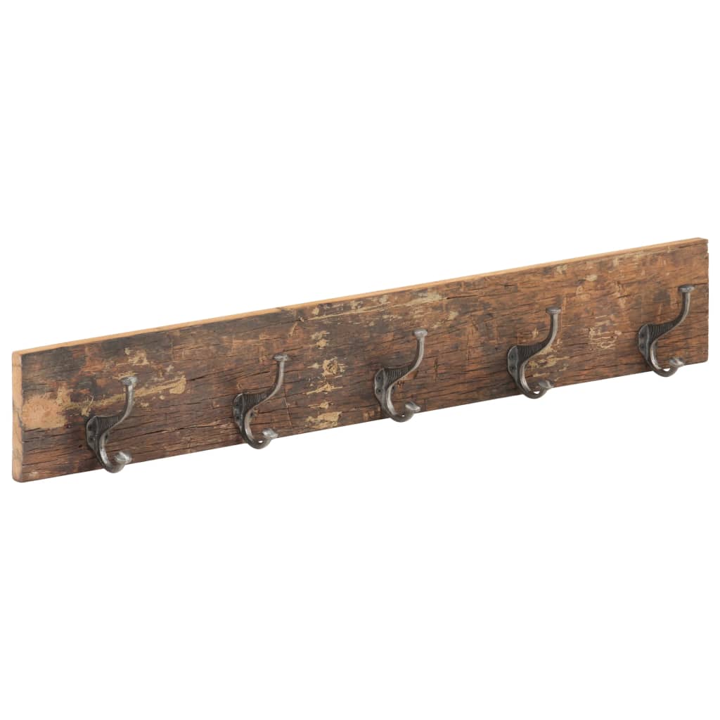 Wandkapstok met 5 haken 100x2,5x15 cm massief gerecycled hout is nu te koop bij PeponiXL, paradijselijk wonen!