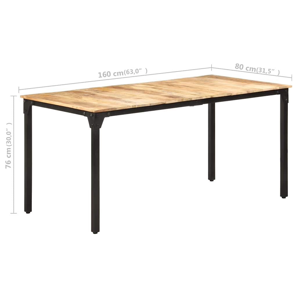 Eettafel 160x80x76 cm ruw mangohout is nu te koop bij PeponiXL, paradijselijk wonen!
