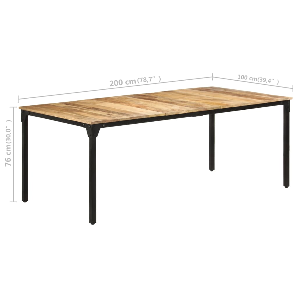 Eettafel 200x100x76 cm ruw mangohout is nu te koop bij PeponiXL, paradijselijk wonen!