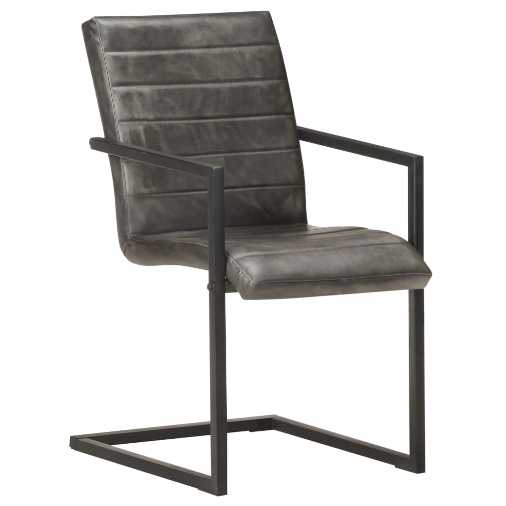 Eetkamerstoelen 2 st echt leer grijs is nu te koop bij PeponiXL, paradijselijk wonen!