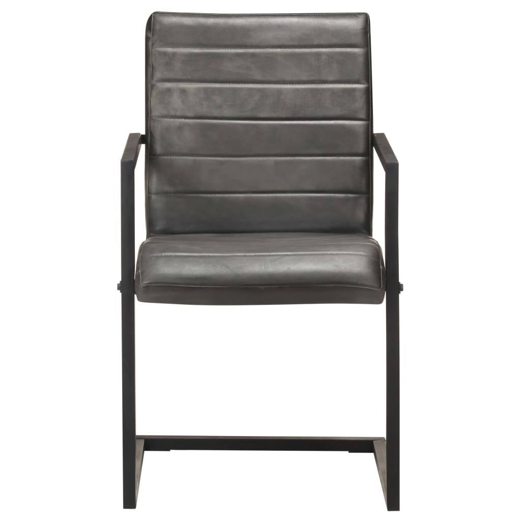 Eetkamerstoelen 2 st echt leer grijs is nu te koop bij PeponiXL, paradijselijk wonen!