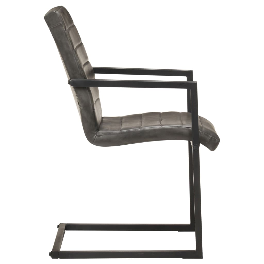 Eetkamerstoelen 2 st echt leer grijs is nu te koop bij PeponiXL, paradijselijk wonen!