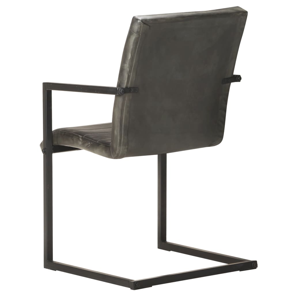 Eetkamerstoelen 2 st echt leer grijs is nu te koop bij PeponiXL, paradijselijk wonen!