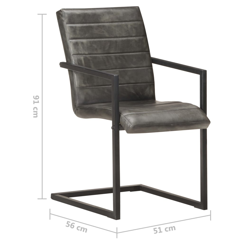 Eetkamerstoelen 2 st echt leer grijs is nu te koop bij PeponiXL, paradijselijk wonen!