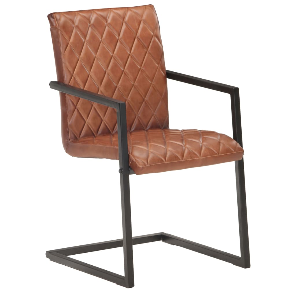 Eetkamerstoelen 2 st echt leer bruin is nu te koop bij PeponiXL, paradijselijk wonen!