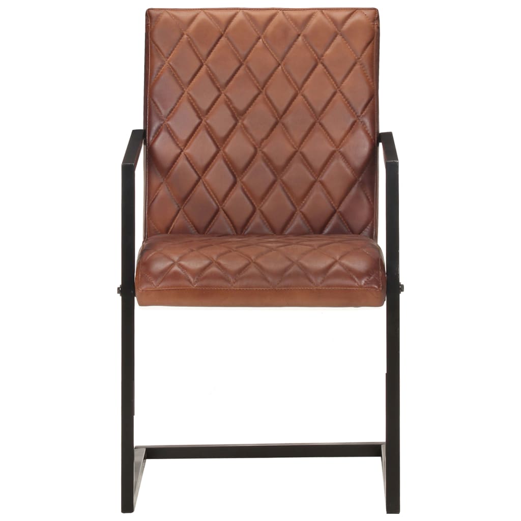 Eetkamerstoelen 2 st echt leer bruin is nu te koop bij PeponiXL, paradijselijk wonen!