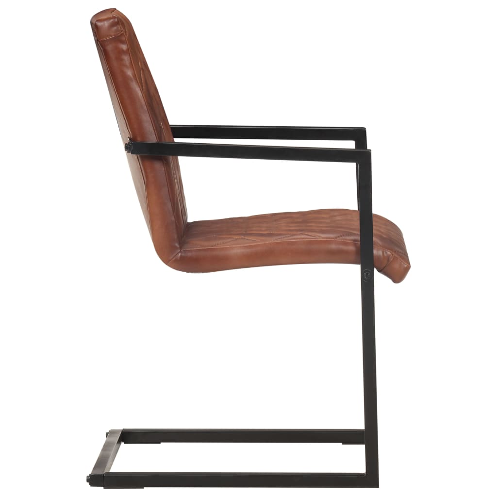 Eetkamerstoelen 2 st echt leer bruin is nu te koop bij PeponiXL, paradijselijk wonen!