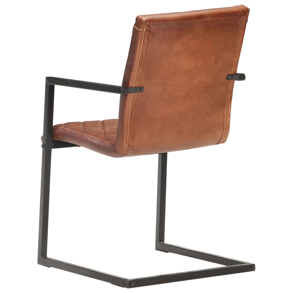 Eetkamerstoelen 2 st echt leer bruin is nu te koop bij PeponiXL, paradijselijk wonen!