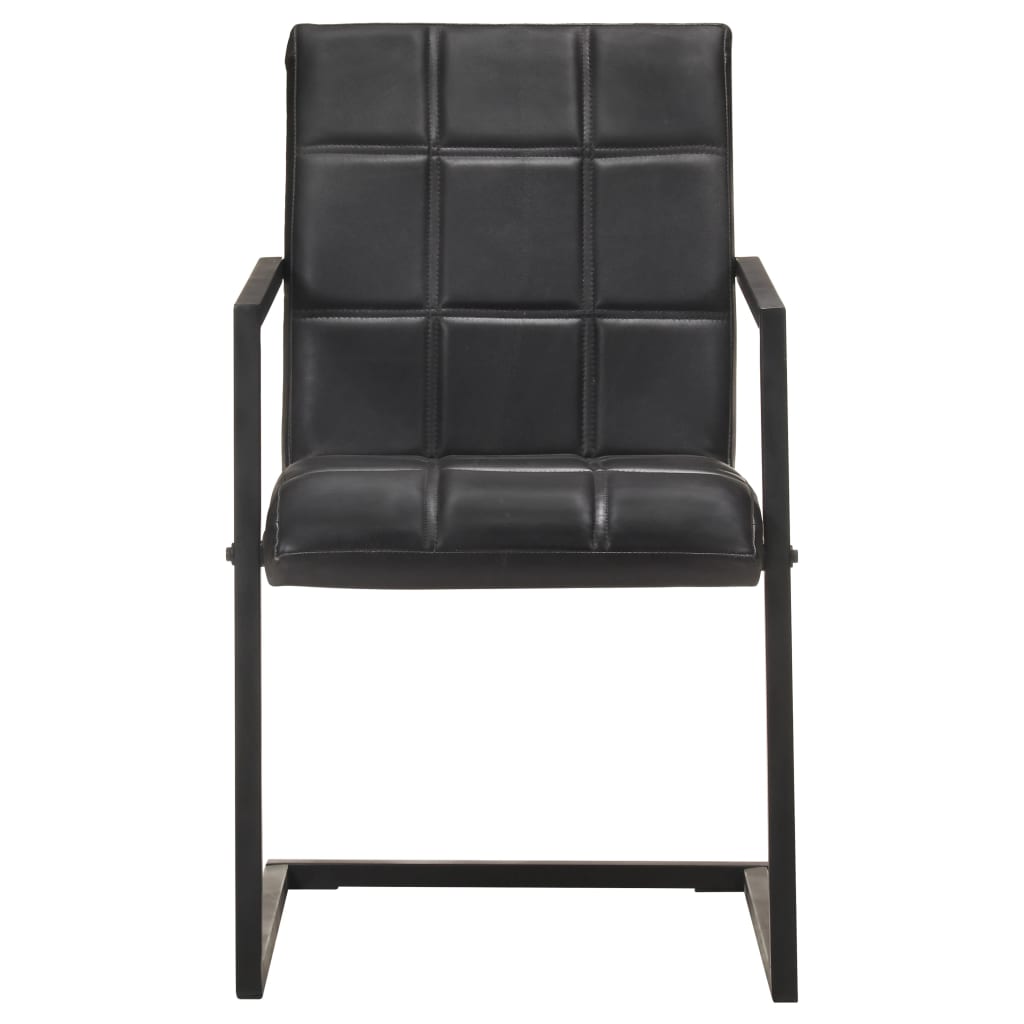 Eetkamerstoelen 2 st echt leer zwart is nu te koop bij PeponiXL, paradijselijk wonen!