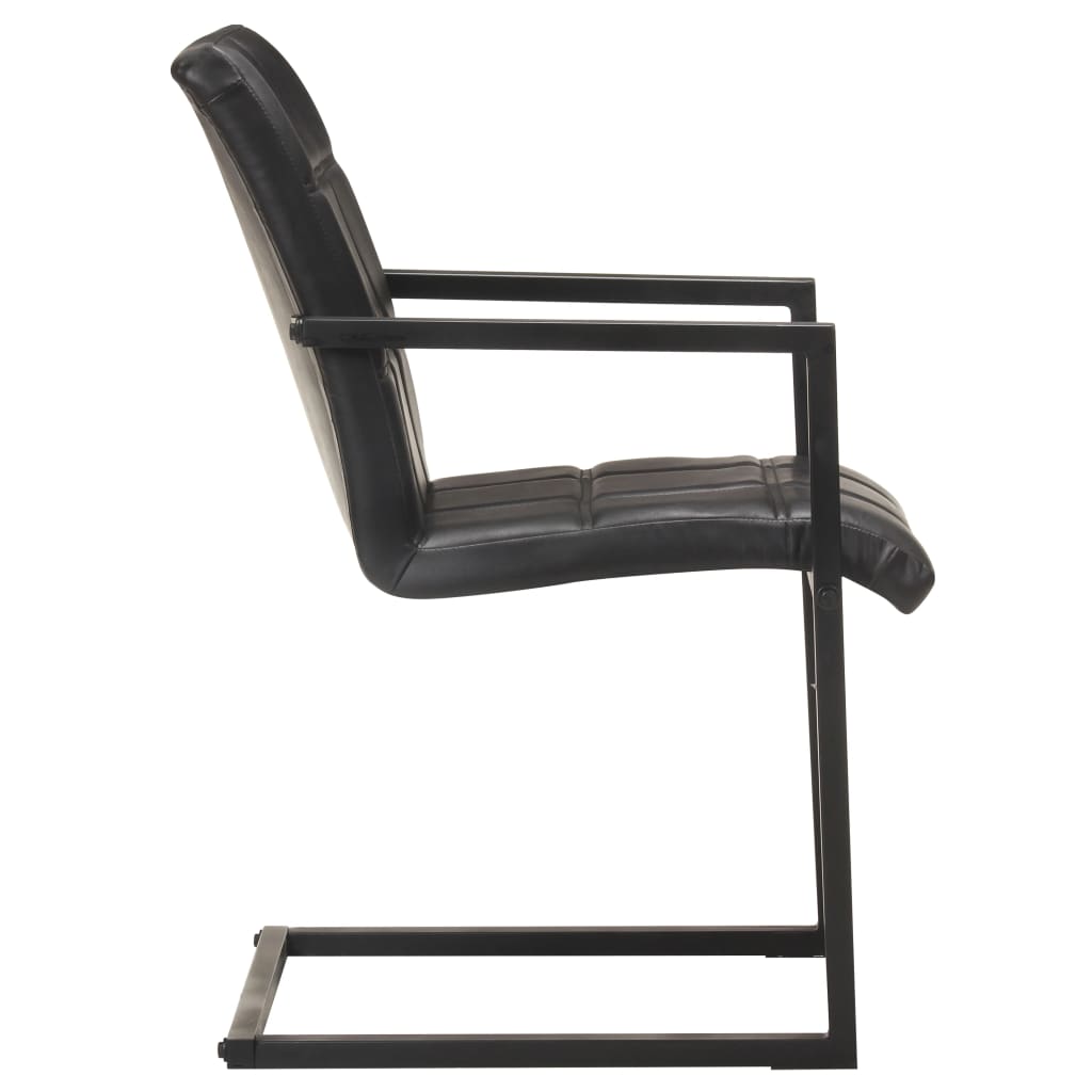 Eetkamerstoelen 2 st echt leer zwart is nu te koop bij PeponiXL, paradijselijk wonen!