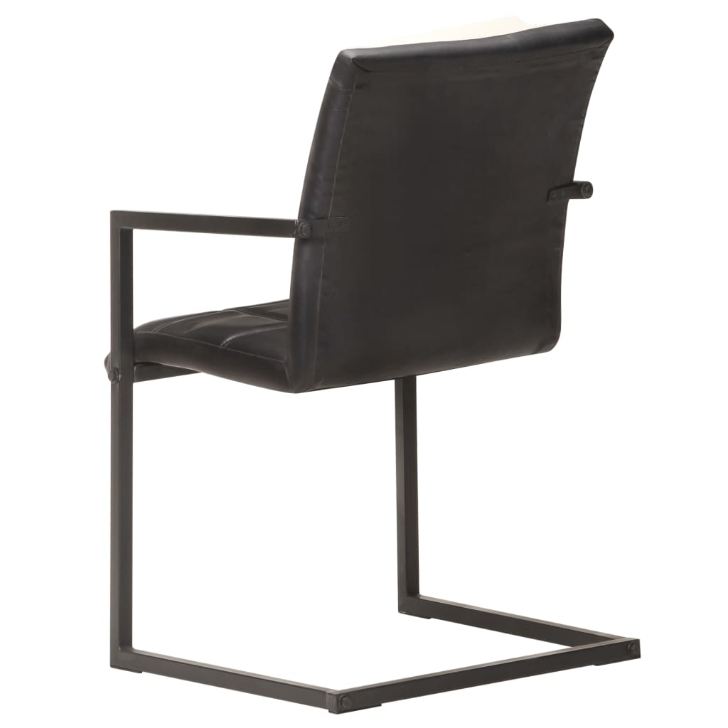 Eetkamerstoelen 2 st echt leer zwart is nu te koop bij PeponiXL, paradijselijk wonen!