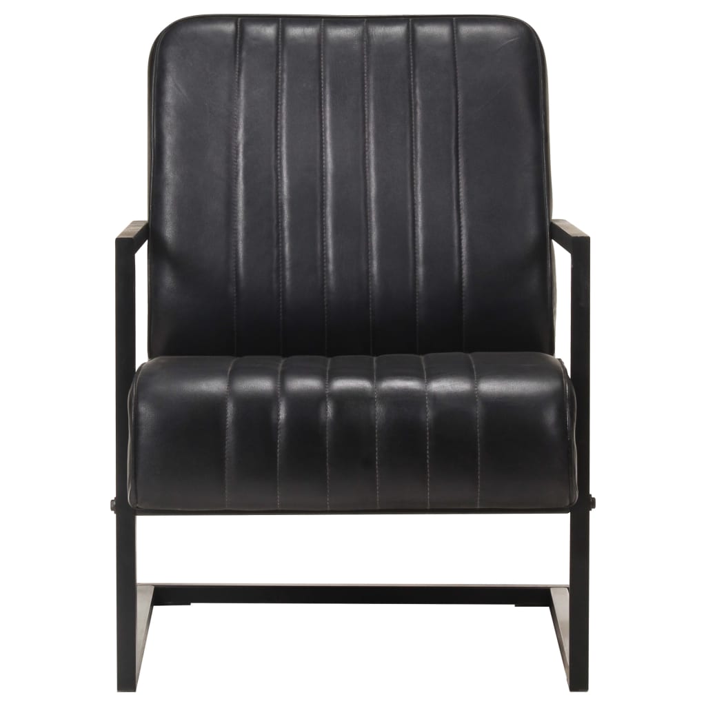 Fauteuil echt leer zwart is nu te koop bij PeponiXL, paradijselijk wonen!