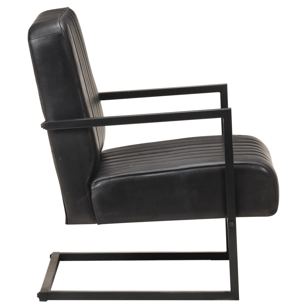 Fauteuil echt leer zwart is nu te koop bij PeponiXL, paradijselijk wonen!