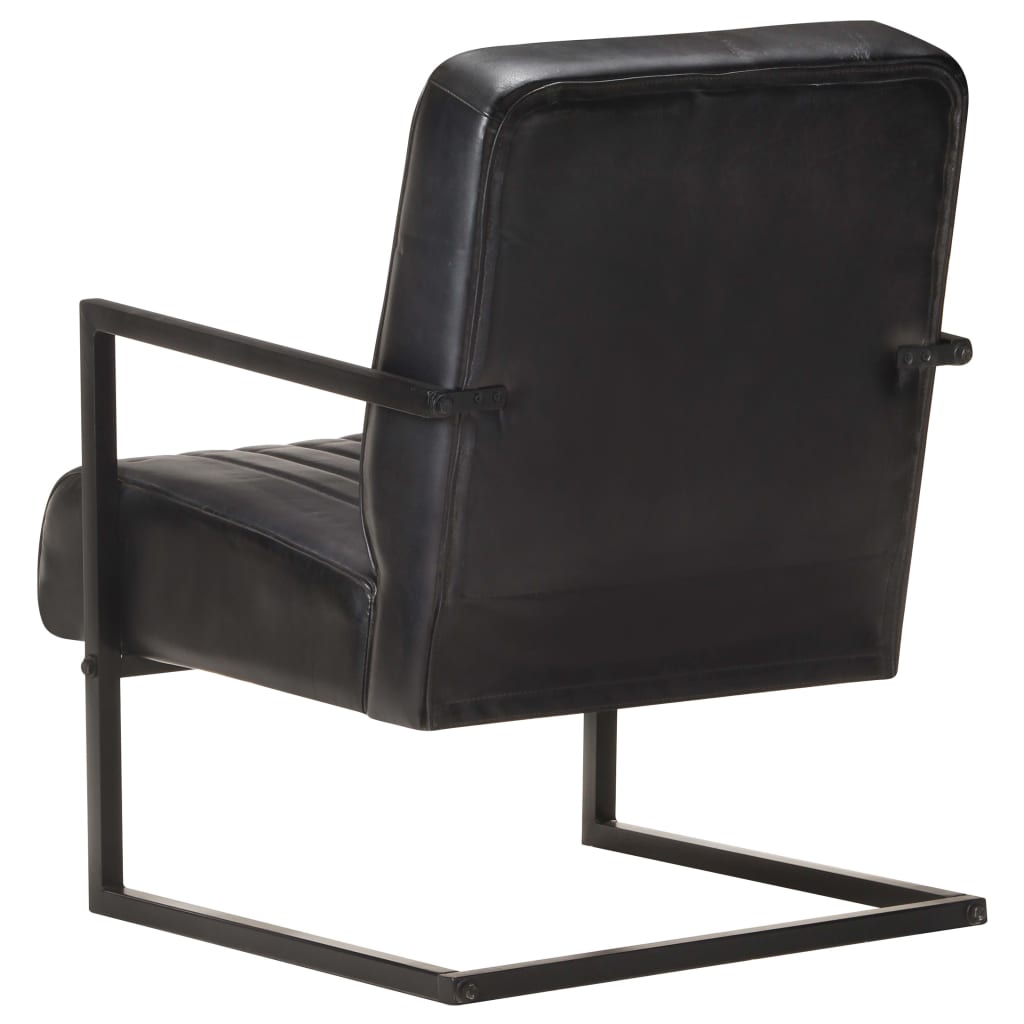 Fauteuil echt leer zwart is nu te koop bij PeponiXL, paradijselijk wonen!