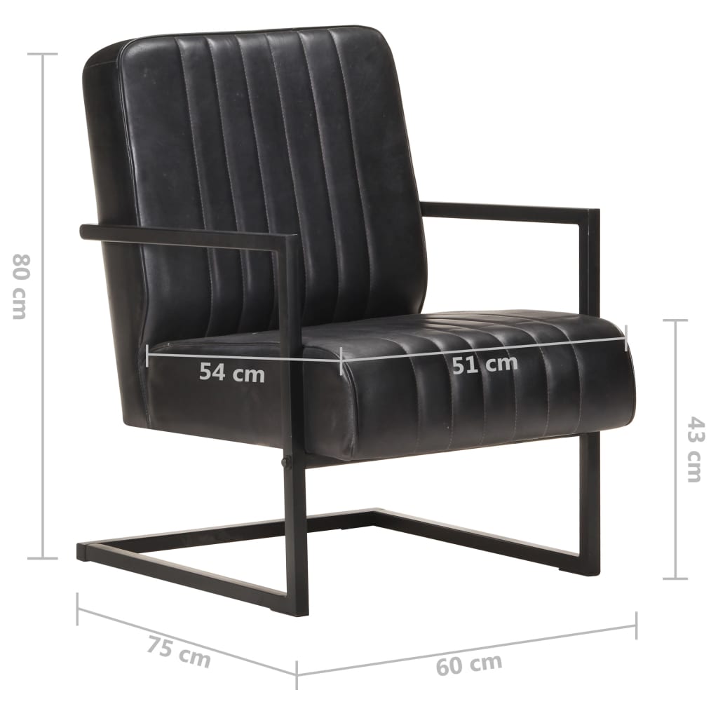 Fauteuil echt leer zwart is nu te koop bij PeponiXL, paradijselijk wonen!